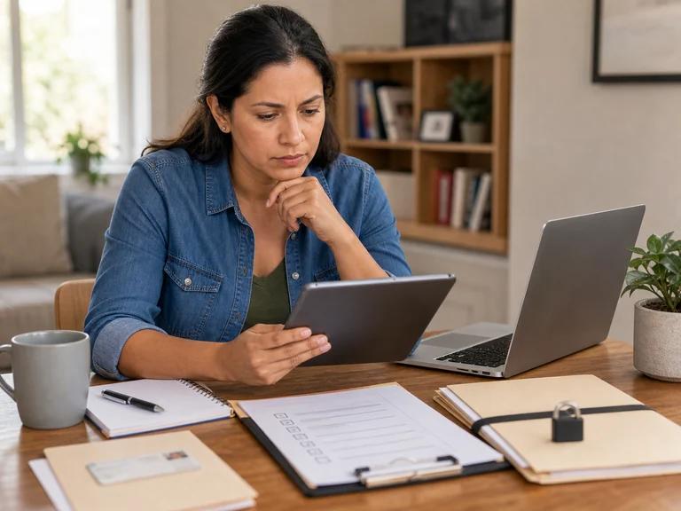 Person reviewing online information carefully before submitting an application